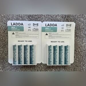 IKEA LADDA rechargeable AA batteries 2450 mAh, 8PK, Brand New
